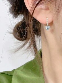 2 Stücke/Set S925 Sterling Silber Kubikzirkonia Aqua-Blau Wassertropfen Anhänger Ohrringe, elegant vintage, geeignet für den täglichen Gebrauch von Frauen, Festival-Partys, Geschenk