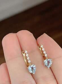 2 Stücke/Set S925 Sterling Silber Kubikzirkonia Aqua-Blau Wassertropfen Anhänger Ohrringe, elegant vintage, geeignet für den täglichen Gebrauch von Frauen, Festival-Partys, Geschenk