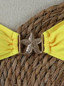 Bộ bikini quây màu vàng gợi cảm, kiểu dáng thường ngày, mới về dành cho nữ, thích hợp cho bãi biển, kỳ nghỉ, tiệc tùng, hẹn hò mùa hè. - Màu vàng - Xem 4