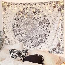 1 Pc Bohemian Tapestry Wall Hanging, Beige White Floral Tapestry With Dotted Daisy Medallion Print Bedroom Boho Hippie Home Decor Rama Decoration Rama Gifts Birthday Graduation