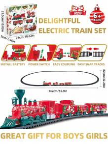 1 套圣诞电动轨道火车组装玩具，男孩和女孩的圣诞礼物，生日礼物 - 配件款式和颜色随机 - 紅色 - 查看 2