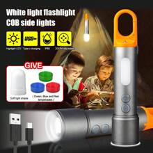 KENSUN 1pc Multi-Function Long Range LED Flashlight Rechargeable High Power Spotlight Lamp Zoom Super Bright Torch Camping Lantern COB Work Light - As Shown In the Figure - View 8