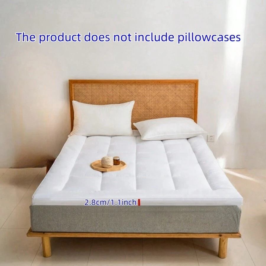 Mattress Topper Microfiber Mattress Pad Cover Quilted Mattress Cover 8-20'' Deep Fitted elastic strap Mattress Protector Down Alternative Filling Noiseless & Breathable Pillow Top White - White - View 1