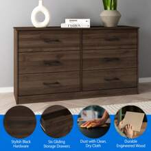 Mainstays Ardent 6 Drawer Dresser, White - Brown - View 4