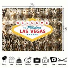 Luxury "Welcome To Las Vegas" Movie Theme Photography Background - Gold Luxury Ball Dress Up Party Decoration, Polyester Material, Multiple Sizes To Choose From - Multicolor - View 3