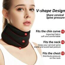 Adjustable Neck Soft And Durable Foam Support For Neck Can Relieve Neck Pressure Relaxation Suitable For Airplane Travel And Rest - Black - View 5