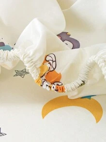 1pc Baby Crib Mattress Cover 120*60cm, Cartoon Print, Breathable & Absorbent, Suitable For All Seasons, Detachable Mattress Pad Love Valentine