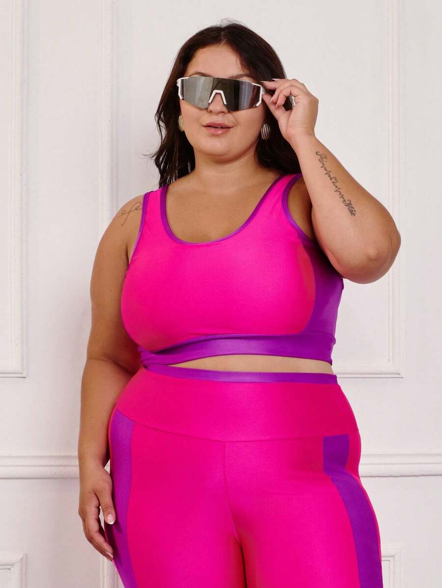 Women's Top Fitness Plus Size 11198 - 粉色 - 查看 1