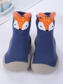 1 Pair Children's Non-Slip Silicone Soft Bottom Indoor Baby Walking Shoes, Cute Cartoon Animal Design, Breathable Infant Socks - Blue - View 2