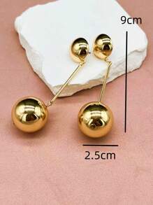 1 Pair European & American Fashion Minimalistic Ball Dangle Earrings, Chic Design Ear Studs Jewelry For Women