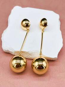 1 Pair European & American Fashion Minimalistic Ball Dangle Earrings, Chic Design Ear Studs Jewelry For Women