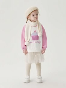 MARC&JANIE Bluza z nadrukiem Young Girl Cake & Letter Graphic Raglan Sleeve - Wyrazisty róż - Zobacz 4