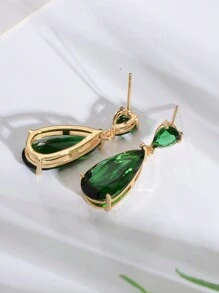 3pcs Women's Multi-Color Crystal Zirconia Jewelry Set - Gold/White Plated Multi-Color Teardrop Cubic Zirconia Crystal Earrings And Pendant Necklace Set, Suitable For Mothers' Weddings, PROM Parties, Birth Stone Fashion - màu xanh lá - Xem 2