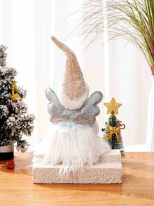 1 pieza Figura decorativa de ángel niña con postura sentada, hecha de tela con lentejuelas blancas, decoración navideña, regalo de Navidad, decoración del hogar, escaparate, fiesta, restaurante, escritorio, decoración de habitación, Año Nuevo, regalo del Día de la Madre, regalo del Día de San Valentín para la novia, altura 55cm/21.6 pulgadas, decoraciones navideñas de invierno