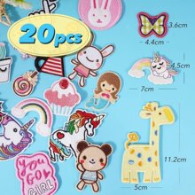 Patch thermocollant 20 pièces, patch thermocollant lapin pour enfants, patch à coudre licorne, pour vêtements enfants et adultes, chapeaux, jeans