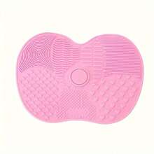 1pc Silicone Apple Shaped Brush Cleaning Mat With Suction Cup, Portable Makeup Brush Cleaner