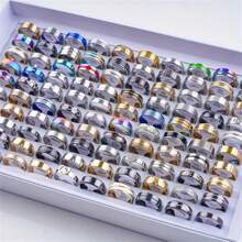 5/10/20/30/50/100 件时尚休闲街头嘻哈混合不锈钢男士戒指（尺寸和款式随机） - 彩色 - 查看 3