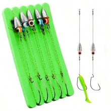 Texas Rigged Pre-Made Fishing Lure Kit With Anti-Snag Bottom, Worm Hook, Soft Bait, T-Tail Design For Bass And Trout - Multicolor - View 1
