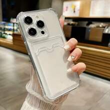 Slip-Resistant Card Holder Cover, Minimalist Artistic Cute New Design Women's Retro Fashion Special DIY Silicone Phone Case, Compatible With IPhone 15/15 Pro/15 Pro Max/14/13/12/11/Xs Max Series Phone Protective Cover - Clear - View 2