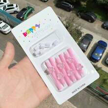 1 Box Of 6pcs Short Stem Flower & Heart Cake Candles, Multi-Color Options (Colorful, Red, Pink), Cute Cartoon Sunflower Decor Candles Ideal For Birthday, Christmas, Party Cupcake & Cake Decoration Gifts Graduation