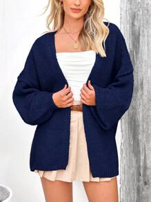 Women's Oversized Cardigan Fall Long Lantern Sleeve Knit Cardigan Lightweight - Màu xanh hải quân - Xem 4