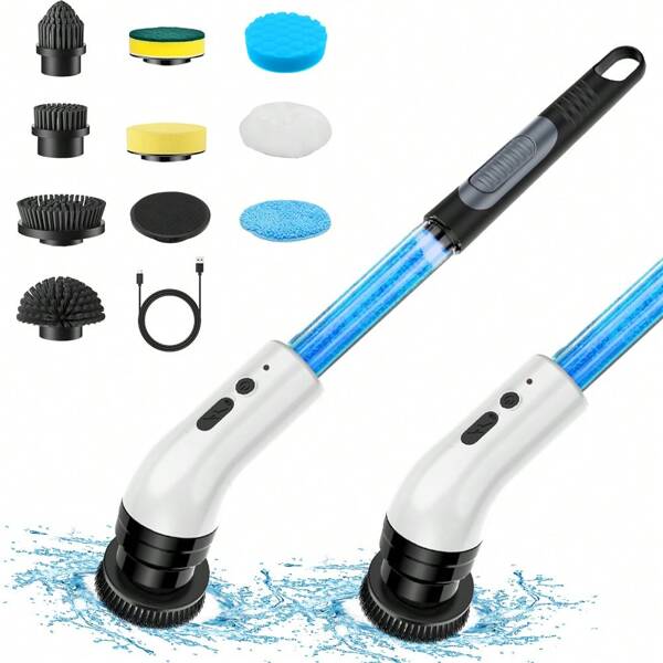 Electric Cleaning Brush, Electric Spin Scrubber With 5 Brush Heads, Automatic Cleaning Kit For Bathroom Bathtub, Kitchen, Tile, Window, Tub, Dish, Sink