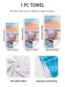 1pc Marine Life Sea Shell & Starfish Print Super-Absorbent Microfiber Beach Towel, Suitable For Swimming, Vacation, Outdoor, Travel, Bath Boy Valentine Heart Women's Valentine - Multicolor - View 3