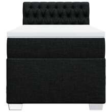 Cozy Black Fabric Box Spring Bed With 90x200 Cm Mattress For Comfortable Sleep - Black - View 3