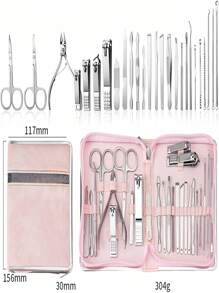 Set di 11 Pezzi di Strumenti per la Cura delle Unghie, Set Professionale Multifunzionale Avanzato in Acciaio Inossidabile, Include Strumento per la Rimozione del Cerume e Limetta, Strumenti per la Cura delle Unghie e della Pelle dei Piedi, Affilati e Durevoli, con Custodia Rosa, Ottimo Regalo per Uomini, Donne, Amici e Familiari, Utilizzo Domestico o Personale