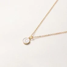 1pc Initial Letter A-Z Pendant Necklace, Gold Color Disc Charm Necklace, Suitable For Birthday, Mother's Day, Valentine's Day, Daily Wear Valentines,Mom,Mother,Mother's Day,Gift