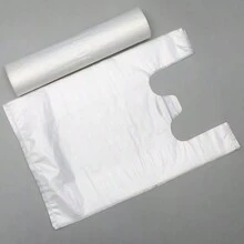50/100 piezas Bolsas de plástico transparentes blancas portátiles, bolsas de compras de supermercado, bolsas de compras de tela, duraderas, bolsas para llevar, suministros de embalaje
