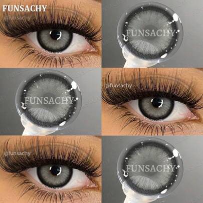 FUNSACHY Lentilles de contact jetables de couleur naturelle de 14,2 mm, grises, pour le cosplay d'Halloween