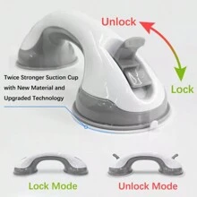 Rzctukltd 2X SUPPORT HAND RAIL HANDLE BAR GRIP GRAB SUCTION BATH BATHROOM SHOWER - Gray+ White - View 8