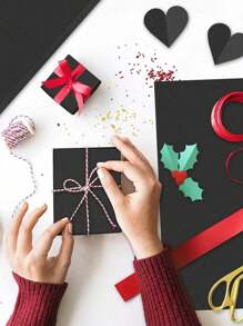 50 arkuszy 20"X14" Czarny papier bibułkowy Luzem do torebek prezentowych Papier do pakowania dla majsterkowiczów Urodziny Halloween Festiwale Święta Dekoracyjne Walentynki Weselne Torty Pieczenie Materiały kwiatowe Walentynki - Czarne - Zobacz 3