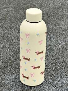 1 pièce Tasse isolée sous vide en acier inoxydable de 17 oz (500 ml) avec design en forme de cœur et nœud, tasse à café/eau réutilisable, cadeau de fête/anniversaire, étanche, surface agréable au toucher, bouteille d'eau, pour l'extérieur, le camping