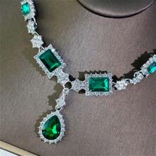 1 套奢华优雅女士珠宝套装，水晶嵌入式耳环和项链 3 件，适合新娘婚礼、宴会、派对佩戴