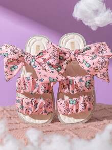 1 Pair Girls Criss-Cross Slippers Princess Style, Casual Cute Outdoor Soft Bottom Comfortable Sandals, Versatile & Sweet For Summer - Pink - View 4