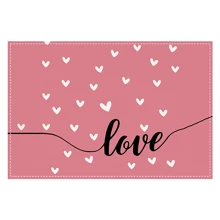 1pc/4pcs/6pcs Pink Heart Shape Placemats, I Love You Linen Woven Table Mats, Heat Resistant, Square, Machine Washable, Home And Dining Decoration For Valentine's Day