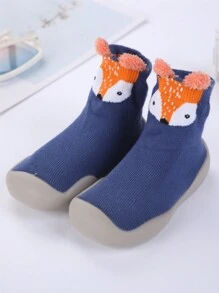 1 Pair Children's Non-Slip Silicone Soft Bottom Indoor Baby Walking Shoes, Cute Cartoon Animal Design, Breathable Infant Socks - Blue - View 6