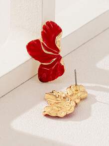 1 对优雅的金属枫叶和花朵设计吊坠耳环，适合日常服装搭配，多种场合佩戴情人节、妈妈、母亲、母亲节、礼物 - 紅色 - 查看 9