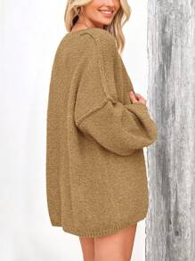 Women's Oversized Cardigan Fall Long Lantern Sleeve Knit Cardigan Lightweight - Lạc đà hoa - Xem 8