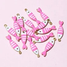20 piezas de 18x5mm Colgantes de acero inoxidable con esmalte de peces, accesorios para hacer joyas DIY de acero inoxidable