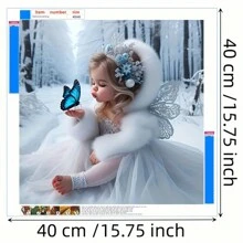 1 Set 5D DIY Diamond Painting Art Kit - Butterfly & Snowy Landscape - Full Drill Round Acrylic Mosaic Puzzle - Home Wall Decor, Office, Living Room Artwork - Animal Theme Canvas, Frameless