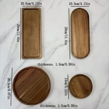 1pc/2pcs Rectangular, Round, Oval Rosewood Tea Set Serving Tray, Dinnerware Wooden Tray For Festivals, Japanese Cuisine Platter, Western Restaurant Wooden Plate, Home Kitchen Dining Plate Back To School - Tray - View 2