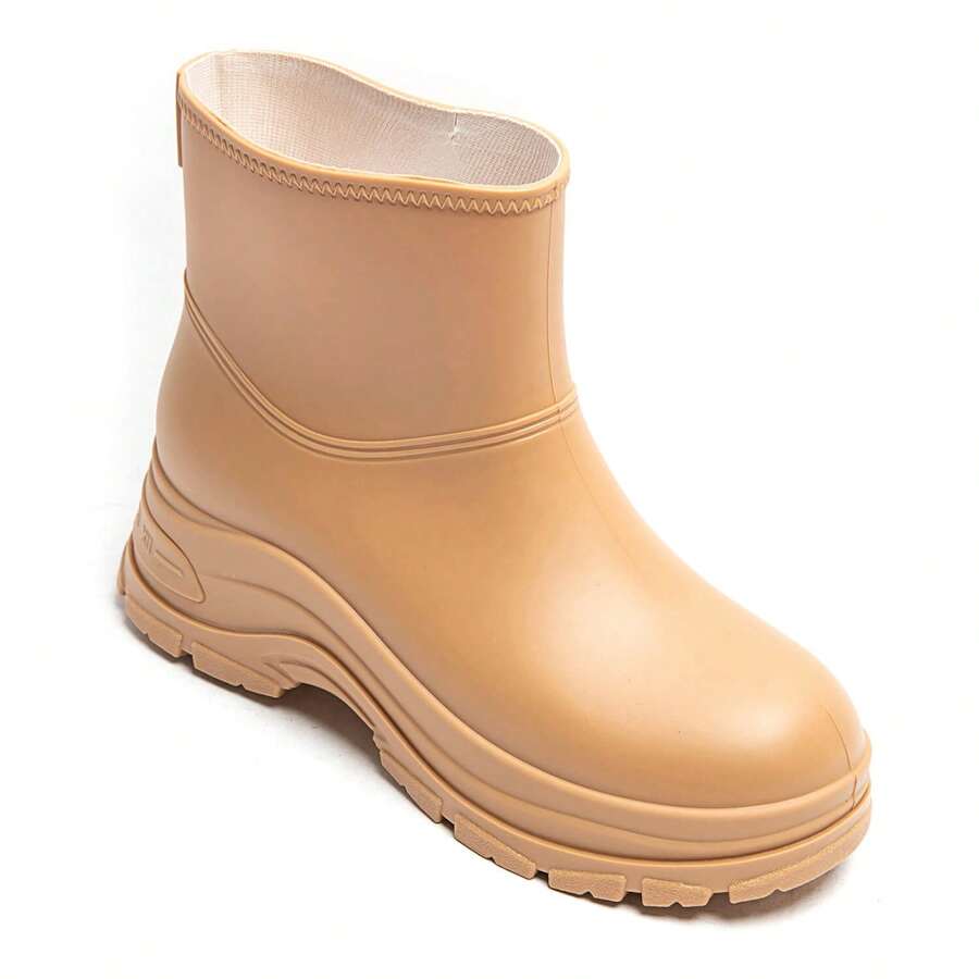 Comfortable Minimalist Mid-Calf Thick Sole Boots With Handle, Suitable For Commuting - Kaki7275 - View 1