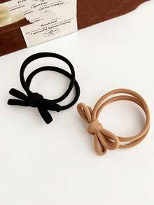 5pcs Latte Brown Bow Hair Tie, Simple Soft Hair Tie, High Elastic Ponytail Hair Scrunchies, Seamless Towel Rings ,Gym Sport Outfit ,Ponytail Holders ,Hair Elastics ,Hair Rubber Bands ,Hair Rope