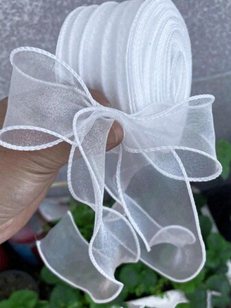 2 st/1 st, 850 cm satinband med stadg, fiskstjärtband i organza, för högtidsdekoration, förpackning, fest, födelsedagstårtkant, ren vit, rosa, röd gör-det-själv vågig tyll, spetsblommig kant, lämplig för blomsterarrangemang, presentinslagning, rosetttillverkning, bröllop, högtidsfestdekor, skolstart, alla hjärtans dag