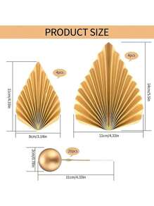 28pcs/1set Palm Leaf Cake Decorations, Gold Decoration Foam Balls, Bohemian Cake Decorations, Artificial Rose Ginkgo Leaves And Balls, Mini Paper Powder, Baked Dessert, Cake Decoration Supplies, Bohemian Flower Themed Party Supplies For Birthday, Wedding, Party
