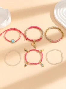 6pcs/Set Bohemian Style Vintage Bracelet Set, Women Fashion Elegant Jewelry Bracelet, Perfect Gift For Her