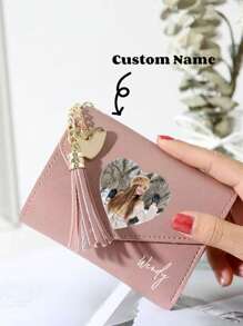 1pc Cute & Fresh Tassel Mini Women's Wallet, Personalized Photos/Name Custom PU Leather Wallet, Gift For Girlfriend/Wife, Birthday, Valentine's Day, Female, College Student, Holiday, Anniversary